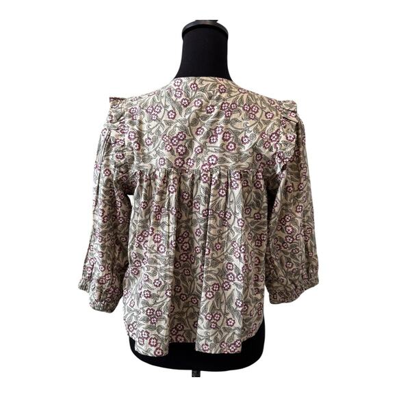 NEW MAISIE NORDSTROM Split Neck Floral Print Cotton Top Size XS - Picture 3 of 4